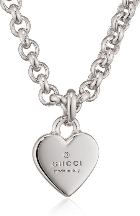 gucci charm necklace silver|Gucci necklace with heart pendant.